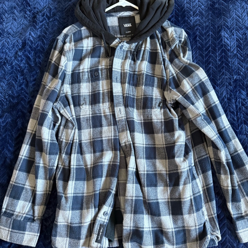 Vans Black and Gray Checkered Shirt Jacket
